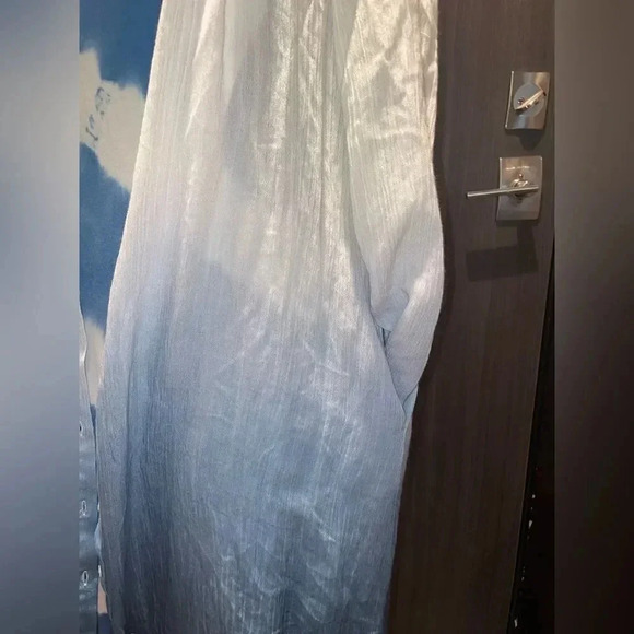 LONG BREAK AWAY BUTTON DOWN TOP WITH POCKETS BLUE DENIM/WHITE RAYON SIZE MEDIUM - Picture 10 of 15